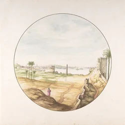 Vista del Obelisco de Thutmosis III desde las murallas de Alejandría