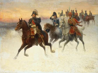 El mariscal Ney y Napoleón y sus tropas durante la campaña rusa (óleo sobre lienzo)