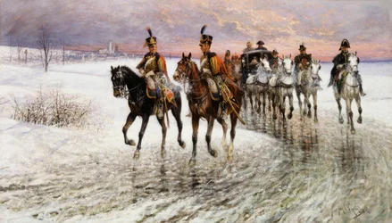 Napoleón retirándose de Moscú