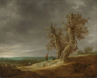 Paisaje con dos robles