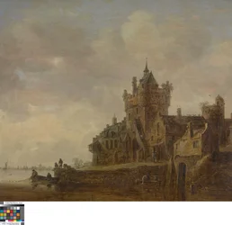 Paisaje fluvial con un castillo