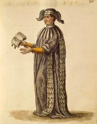 Toga del doctor, Gli Abiti de Veneziani, de libro ilustrado de trajes, acuarela