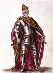 Dogo Sebastiano Venier (1577 - 1578). Dibujo en acuarela y tinta del manuscrito “Costumbres de los Venecianos” de Jan van Grevenbroeck (o Giovanni Grevembroch) (1731-1807)