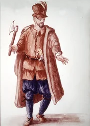 Scapolo di galéa: Remero pagado en las galeras en el siglo XVIII. Dibujo en acuarela y tinta del manuscrito “Costumbres de los venecianos” de Jan van Grevenbroeck (o Giovanni Grevembroch (Grevenbroch) (1731-1807)