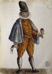 Joven veneciano, acuarela de La ropa veneciana, de casi todas las edades diligentemente recopilada y pintada en el siglo XVIII, por Jan van Grevenbroeck o Giovanni Grevembroch (1731-1807), Italia