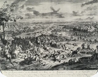 Escenas de batallas de: Dumont et Rousset, Histoire militaire du Prince Eugene (1663-1736), serie de ocho grabados.