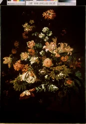 Flores (Flores). Bodegón de un ramo de flores. Pintura de Jan van Huysum (1682-1749)