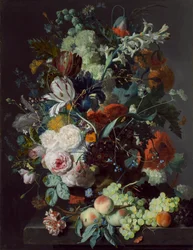 Naturaleza muerta con flores y frutas, c.1715
