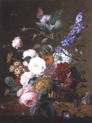 Naturaleza Muerta con Flores en una Cesta