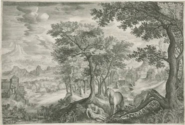 Paisaje de montaña con el Buen Samaritano