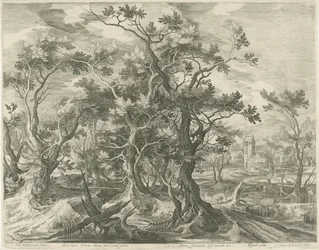 Paisaje con un profeta de Judá desgarrado por un león