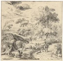 Paisaje con jinete en burro