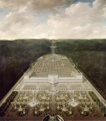 Vista desde el castillo hasta el octágono, después de 1716