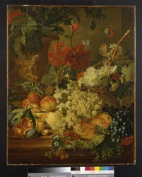 Frutas y flores, después de J. van Huysum