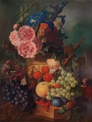 Jarrón ornamental de flores y frutas, c1798, 1938