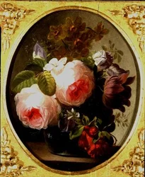 Rosas y Otras Flores en un Jarrón
