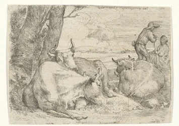 Tres vacas y dos pastores