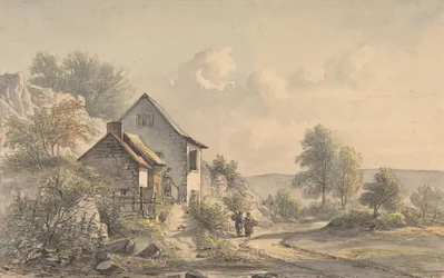 Escena de pueblo con figuras