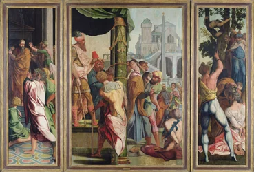 El sermón, arresto y martirio de Santiago el Mayor, del Políptico de San Esteban y Santiago el Mayor, c.1541