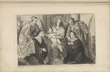 María con el Niño Jesús, Santa Lucía, Santa Catalina de Alejandría y Dos Fundadores