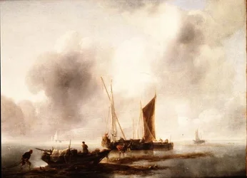 Pescadores descargando su captura en calma