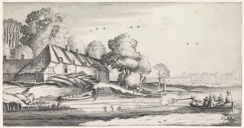 Caza de patos en un río cerca de una granja Playsante paisajes y caras divertidas (título de la serie)