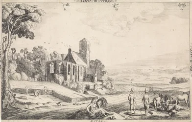 paisaje con cosecha de cereales Aestas (título sobre objeto)