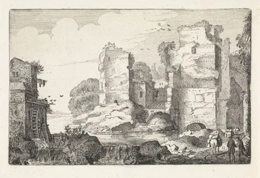 Paisaje con ruinas y un molino de agua Paisajes (título de la serie) Amenissimae aliquot requculae (título de la serie)