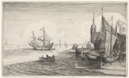 Barcos y costa cerca de una iglesia
Paisajes marinos (título de la serie)