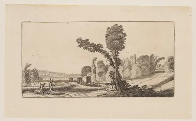 Paisaje con cazadores y carros de heno, de Seis paisajes