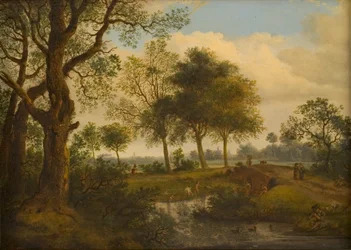 Paisaje con bañistas