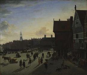 El Dam y Damrak, Ámsterdam, c.1663