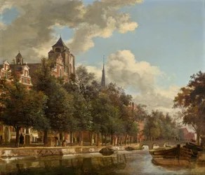 Vista de un canal holandés, c.1670 (óleo sobre tabla)