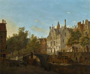 Vista del Oude Delft con la Gemeenlandshuis