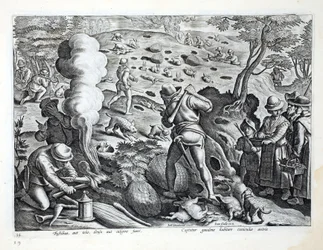 Cazando conejos, ilustración de 