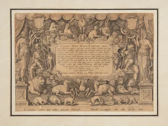 Página dedicatoria del conjunto "Mediceae familiae rerum feliciter gestarum Victoria et triumphi"