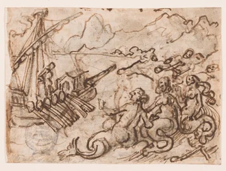 Página de un cuaderno de bocetos: Ulises pasa las sirenas (recto); Ulises en el inframundo (verso)