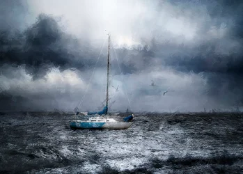 Velero en un océano tempestuoso