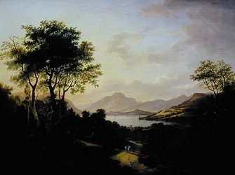 Vista extensa de Loch Lomond, cerca de Dumbarton