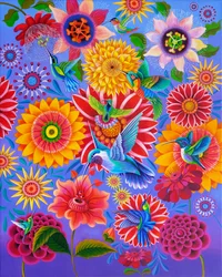 Colibríes, 2024 (óleo sobre lienzo)