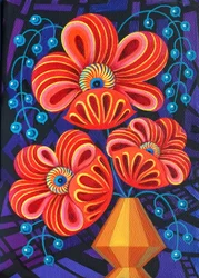 Flores rojas con bayas, 2016