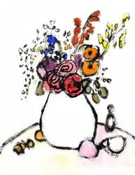 Bouquet on Saturday, c. 2020 (acuarela y tinta sobre papel)
