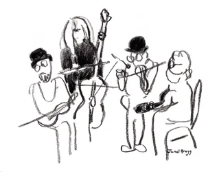 Músicos en el Festival Victoriano, c.2021 (carboncillo sobre papel)