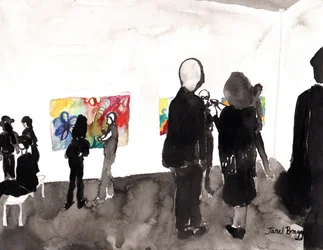 My Gallery Opening, c.2015 (tinta y acuarela sobre papel)
