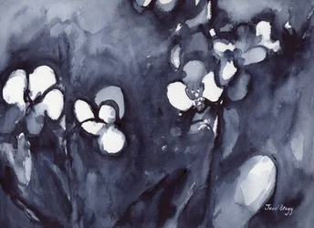 Orquídea en añil, c.2017 (acuarela sobre papel)