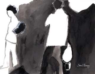 Patrons at the Palm Springs Art Museum, c.2017 (tinta y gesso sobre papel).