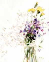 Phlox, clavel y aliento de bebé para Daphne, c. 2018 (acuarela sobre papel)