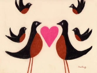 Petirrojos enamorados, c.2023 (conte sobre papel)