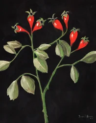 Rose Hips from the Courtyard, c. 2025 (técnica mixta)
