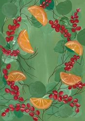 Corona festiva de naranjas y bayas